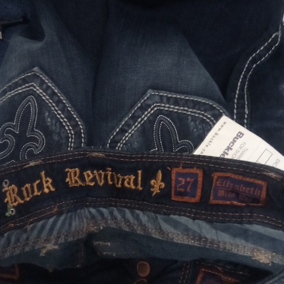 Rock Revival NWT Women's Jeans 27 Wide Leg Embellished Distressed - Picture 9 of 15